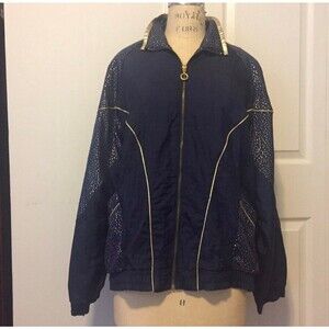 Vintage windbreaker gold navy cabin creek track jacket sz M